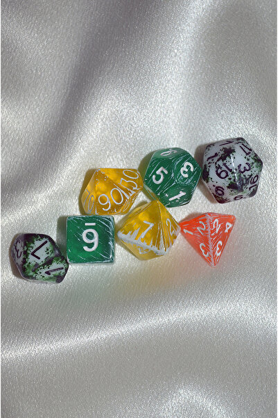 DiceLand Karışık Renkli DND Zar Seti 10 – DiceLand, 7’li RPG Zarları + Plasti...