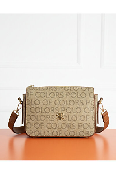 Çanta Trend Polo of Colors Mink Tan Embroidered Women's Crossbody Bag with Ad...