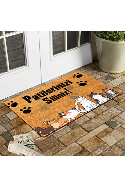 esnature Cat Patterned Wipe Your Paws Written Door Mat 45X70 cm