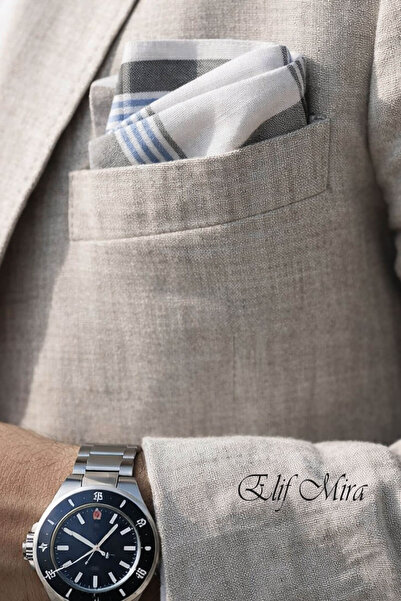 Hepsine Rakip Set of 12 Men's Pocket Handkerchiefs Cotton 30X30 cm Mirşah