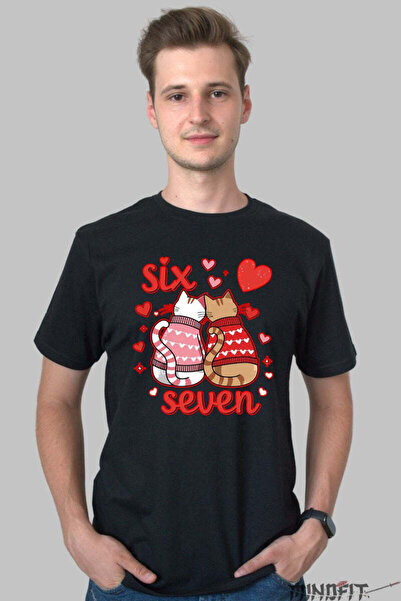 GILDAN Valentine's Day Couple T-Shirt - Six & Seven Kittens in Love Men's