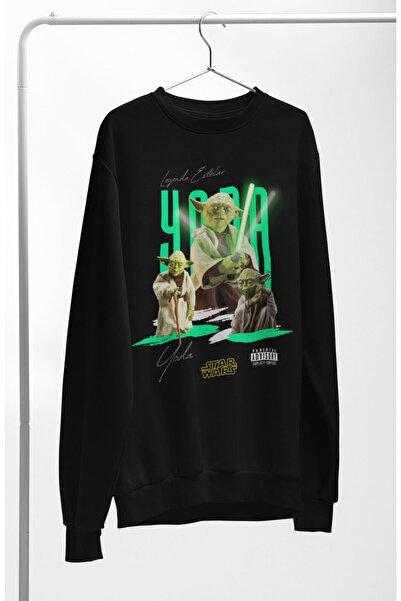 Fuddy Moda Unisex Oversized Starwars Yoda Printed Hoodless Crew Neck Sweatshirt