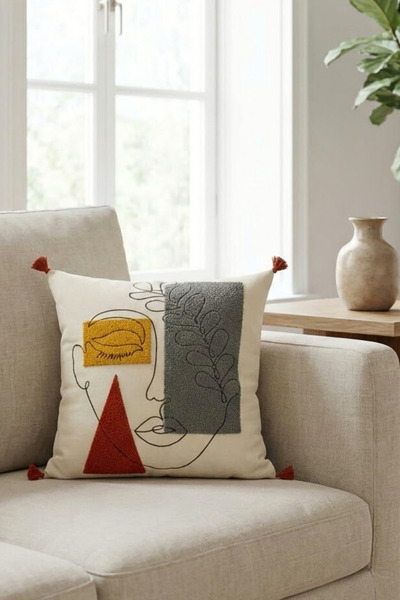 Mokita Home Husă decorativă modernă pentru pernă, cu model de față abstractă,...