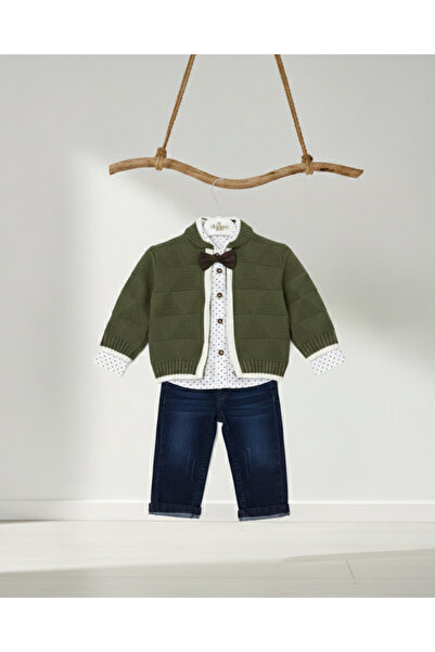 Baby Bebek Hırkalı ve Papyonlu 3’lü Denim Takım