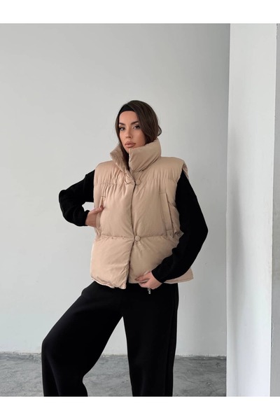 mydukkan.co Buttoned Side Pocket Detail Puffer Vest