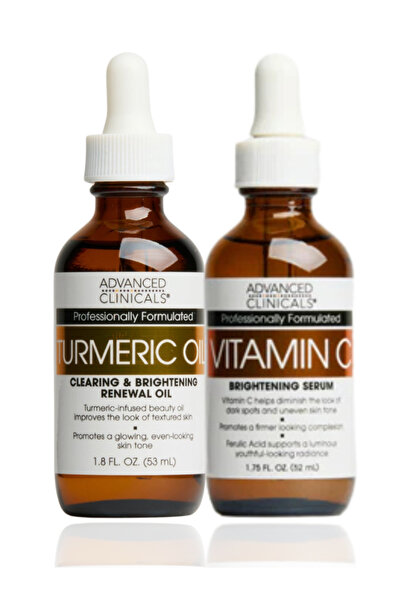 Advanced Clinicals Vitamin C Serum + Turmeric Oil Set – Brightening Glow & Da...