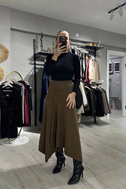 lady special Ασύμμετρη φούστα με κουμπιά μπροστά