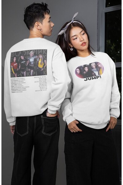 Fuddy Moda Unisex Oversize Φούτερ χωρίς κουκούλα με στάμπα Blackpink Jump στο...