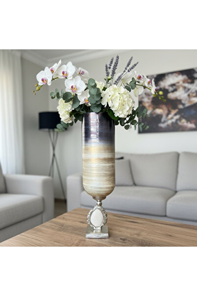 lya luxury Lüks Silindir Dekoratif Vazo – 55 cm (Ayaklı)
