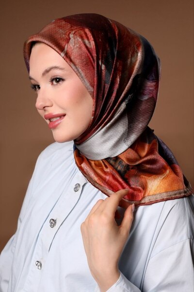 Levidor Flower Garden Grid Pattern Sparkling Crystal Scarf