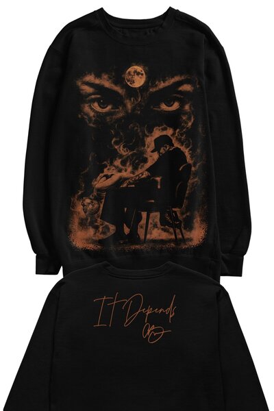 Fuddy Moda Hanorac unisex supradimensionat Chris Brown It Depends cu imprimeu...