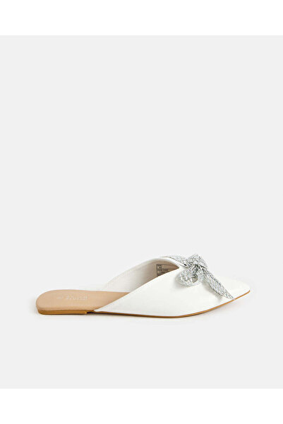 REDTAG Women White Close Toe Mule With Bow