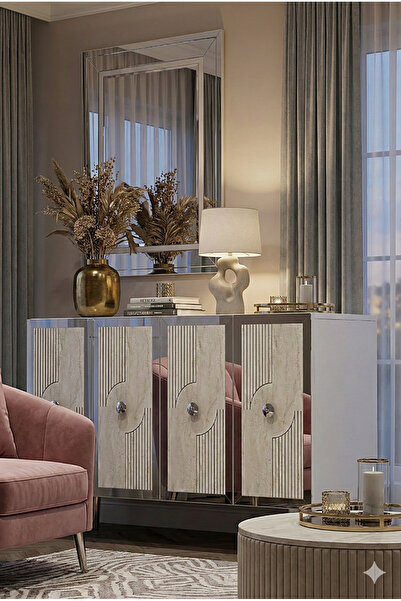 CENEYRA KA1216BTS PEGA120 KONSOL, KAHVE KÖŞESİ ve TV SEHPASI BEYAZ-TRAVERTEN ...