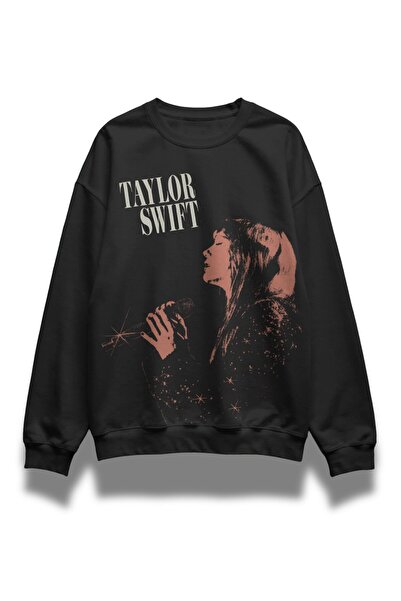 Fuddy Moda سويت شيرت قصة فضفاضة فينتاج ميجا تايلور سويفت مطبوع بدون قلنسوة لل...