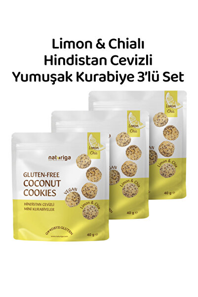 Naturiga 3'lü Limon & Chialı Hindistan Cevizli Yumuşak Kurabiye 40gr