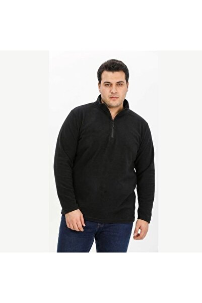 Exuma Erkek Büyük Beden Yarım Fermuarlı Polar 2312001 - Siyah