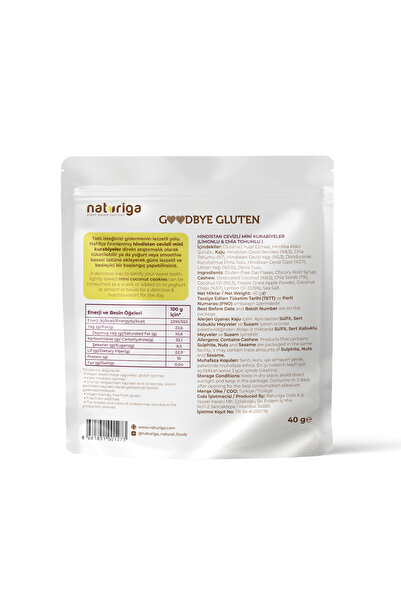 Naturiga 3'lü Limon & Chialı Hindistan Cevizli Yumuşak Kurabiye 40gr