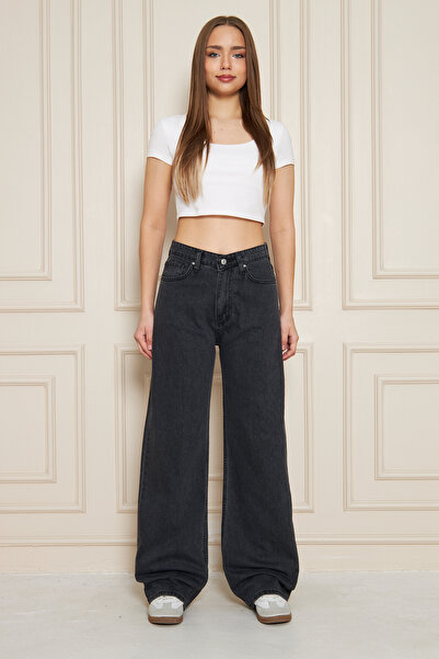 comstar Women's Loose Wide Leg High Waist Baggy Smoked Jeans