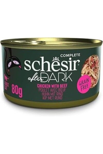 Schesir After Dark Tavuk ile Sığır Et Suyunda Yetişkin Kedi Konservesi 80g
