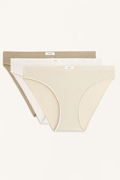 Oysho 3 rib logo cotton blend classic briefs