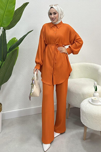 Tesettür Diyarı Жіночий комплект з двома шнурками на рукавах - помаранчевий