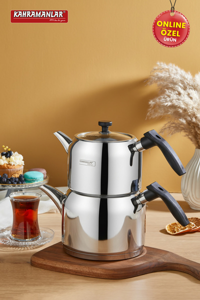 Kahramanlar Delux Medium Size Black 4 Piece Teapot Set