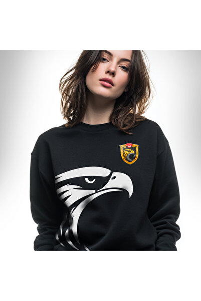 Crea Eymer Wear سويت شيرت بياقة دائرية بتصميم تركي أورينتال - أسود