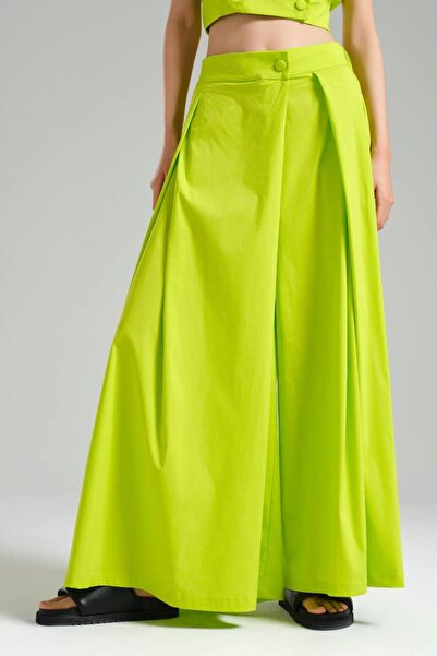 tw3 Pantaloni largi pentru femei cu design cu fustă plisată