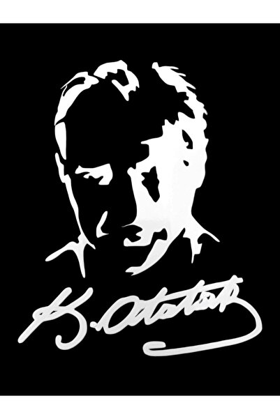 Empressco ملصق سيارة موقّع مع صورة ظلية لـ K.Ataturk باللون الأبيض مقاس 19 × ...