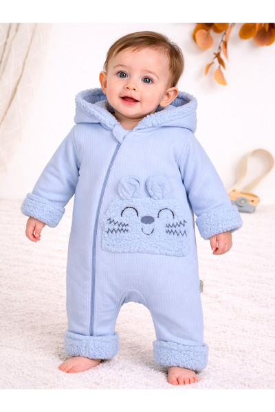 Nehad Bebe Welsoft Astarlı Bebek Tulum Kapüşonlu Fermuarlı Ayıcık Cepli Kışlı...