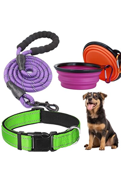 Fish & Paws Set complet pentru plimbarea cainelui Lesa rezistenta, zgarda reg...