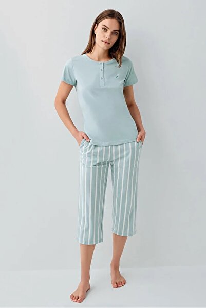 YUYİ Plerre Cardln Modal Cotton Short Sleeve Women's Capri Pajama Set 9151