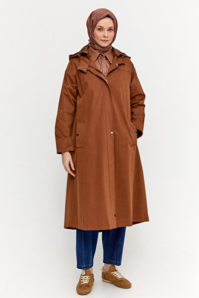 Setrms Fermuarlı Kapüşonlu Uzun Kap