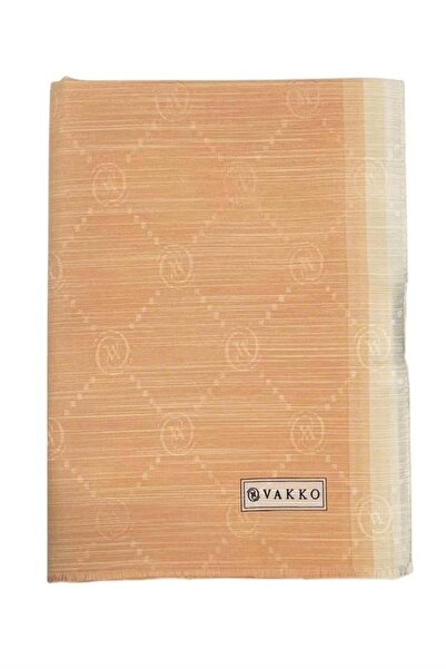 Vakko Cotton Silk Shawl - Hologram - Light Salmon