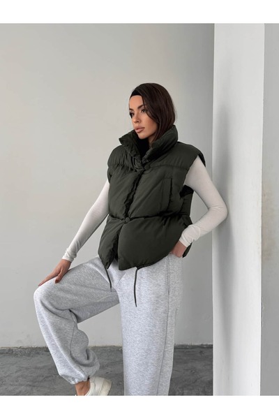 mydukkan.co Buttoned Side Pocket Detail Puffer Vest