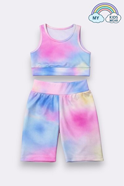 My Kids Wear Girl's Multi-Purpose Tie-Dye Patterned Swimsuit & Sports Set 12437