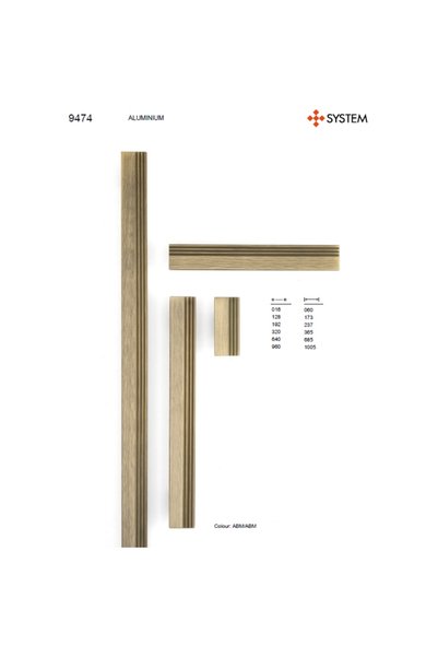 System 9474 Klasik Çizgili Kulp Antik Renk 960 mm (iki delik arası mesafe)