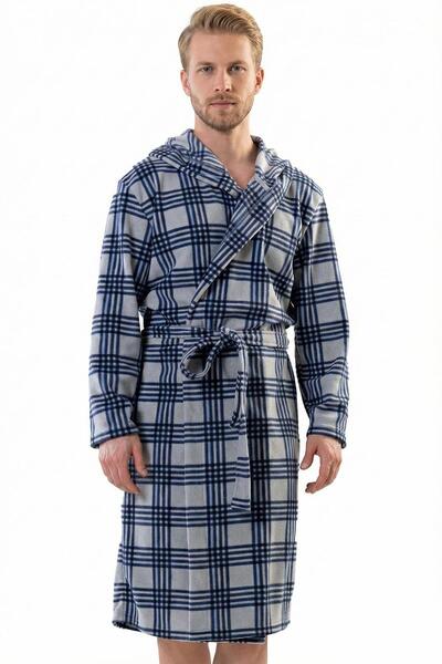cotonhause Men's Hooded Long Sleeve Fleece Robe Cot312128