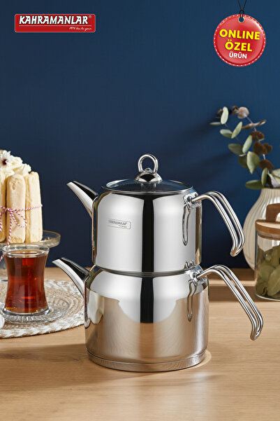 Kahramanlar Delux Medium Platinum 4 Piece Teapot Set