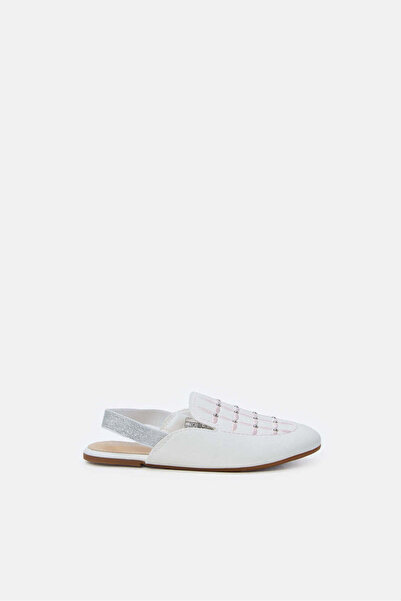 REDTAG Girls White Embroidery Mule