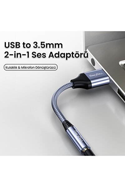 Veggieg Usb-A to 3.5mm Jack Aux Microphone Supported Dac Chip Hifi Sound Card