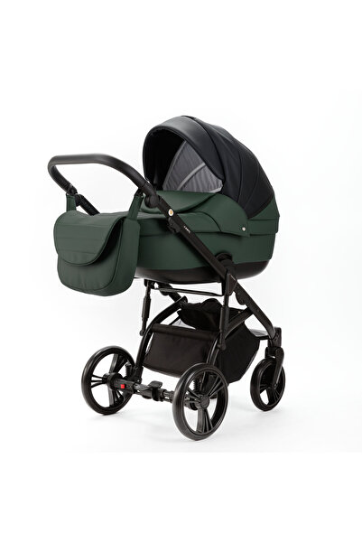 ADAMEX Carucior 2 in 1 Lanti SD41 cu dubla suspensie, Full EcoLeather, Green ...