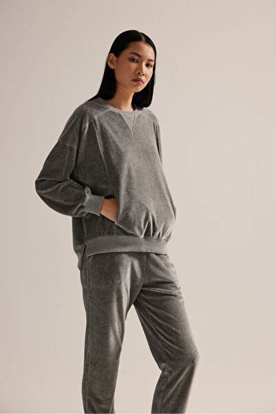 Hays Kadın Modal Kadife Cep Detaylı Sweatshirt