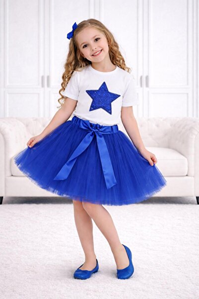 Kuraff Giyim 23 April Girl's Printed T-Shirt & Tutu Skirt Set
