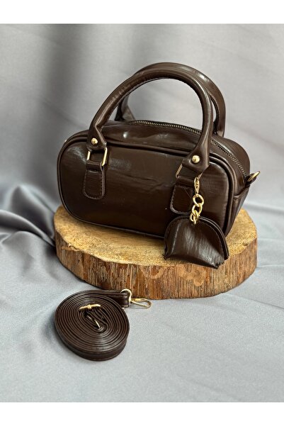 MİHRA STORE Women's Bag Lema Charm Detailed Patent Leather Zipper Closure Han...