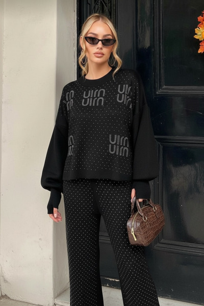 NEWCO Pearl Stone B Printed Finger Interlocking Knitwear 2-Piece Set