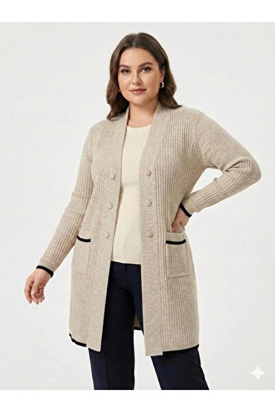 F&D Tekstil Women's Knitwear Long Tunic Cardigan