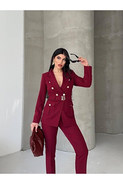 Ekim Store Double Breasted Blazer Suit with Buckle Buttons