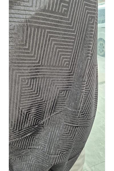 Erciyes home kumaş antrasit desenli kadife kumaş