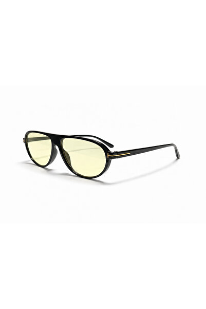 Toz Vintage Alfred Black Frame Yellow Glass Vintage Retro Sunglasses